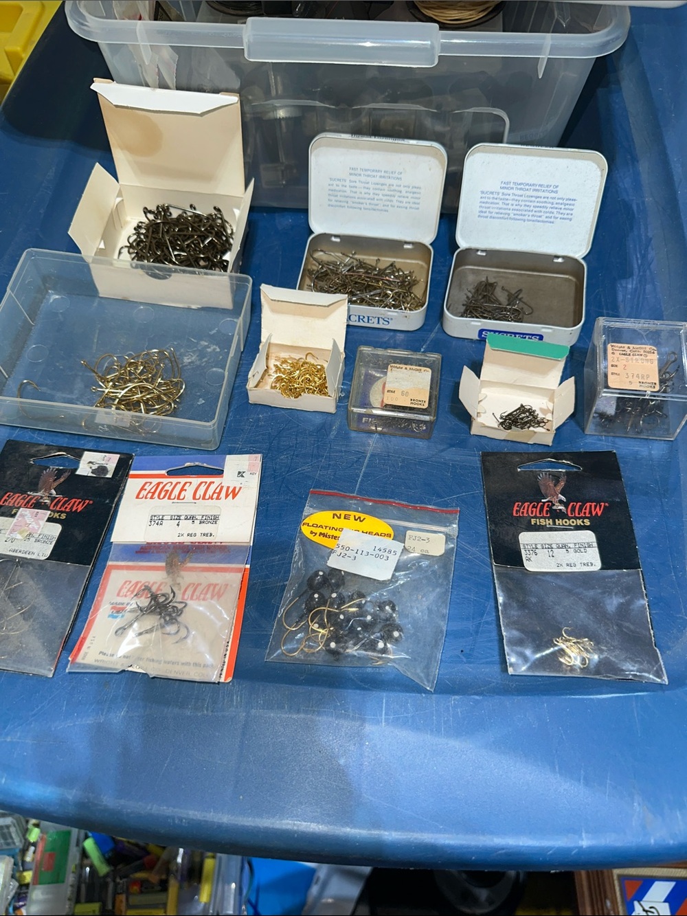 Lot of various fishing hooks
